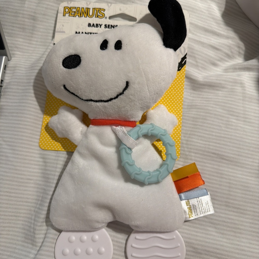 Peanuts Snoopy 12.5" Inch Sensory Crinkle Blanky & Teether Feet Activity Toy